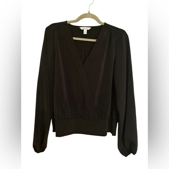 Nine West Black Crisscross Surplice Blouse With Bubble Sleeves - Women’s M - Picture 4 of 13